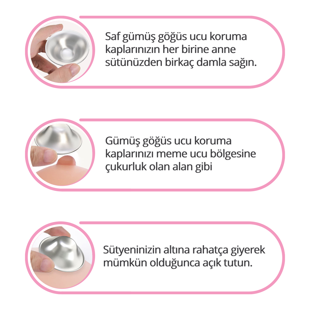 Gümüş Kaplama Göğüs Ucu Koruyucu Kapak